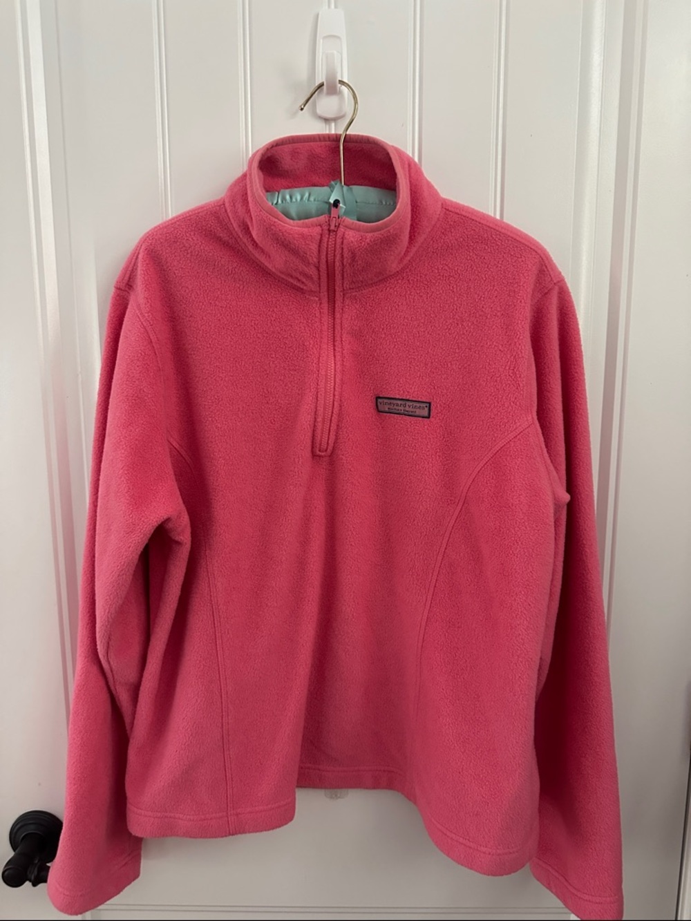 Vineyard Vines Coral-Pink Half-Zip Fleece Pullover